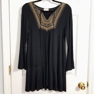 Black Bell Long Sleeve Embellished Dress-2 For $45